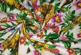 100% Cotton Poplin Print 58" wide available in two prints [ white floral jungle and black florall] [12804/05]