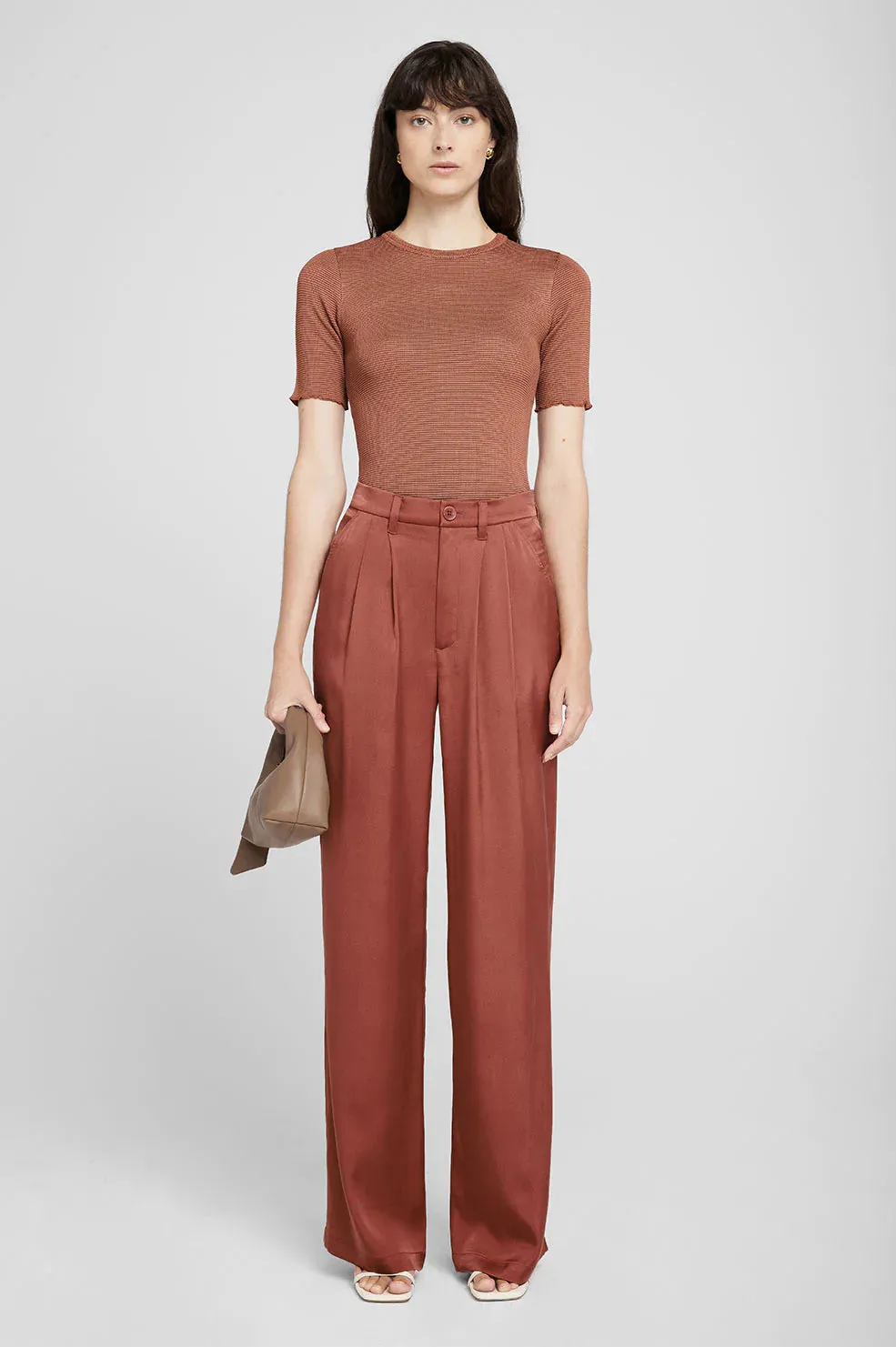 AB Carrie Pant - Terracotta Silk