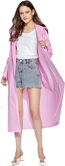 Ahsado Transparent Raincoat Rain Poncho Rain Cape Rain Jacket for Men and Women Waterproof Reusable EVA Rainwear Rain Accessories for Hiking Cycling Camping and Travel