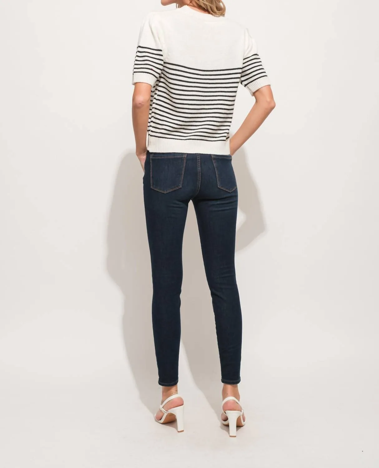 And The Why - Short Sleeve Striped Knit Top - Plus
