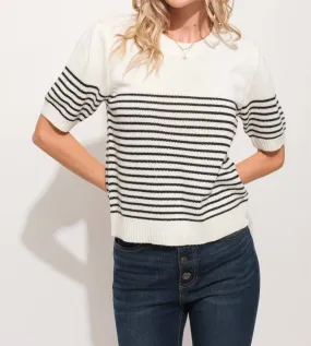 And The Why - Short Sleeve Striped Knit Top - Plus