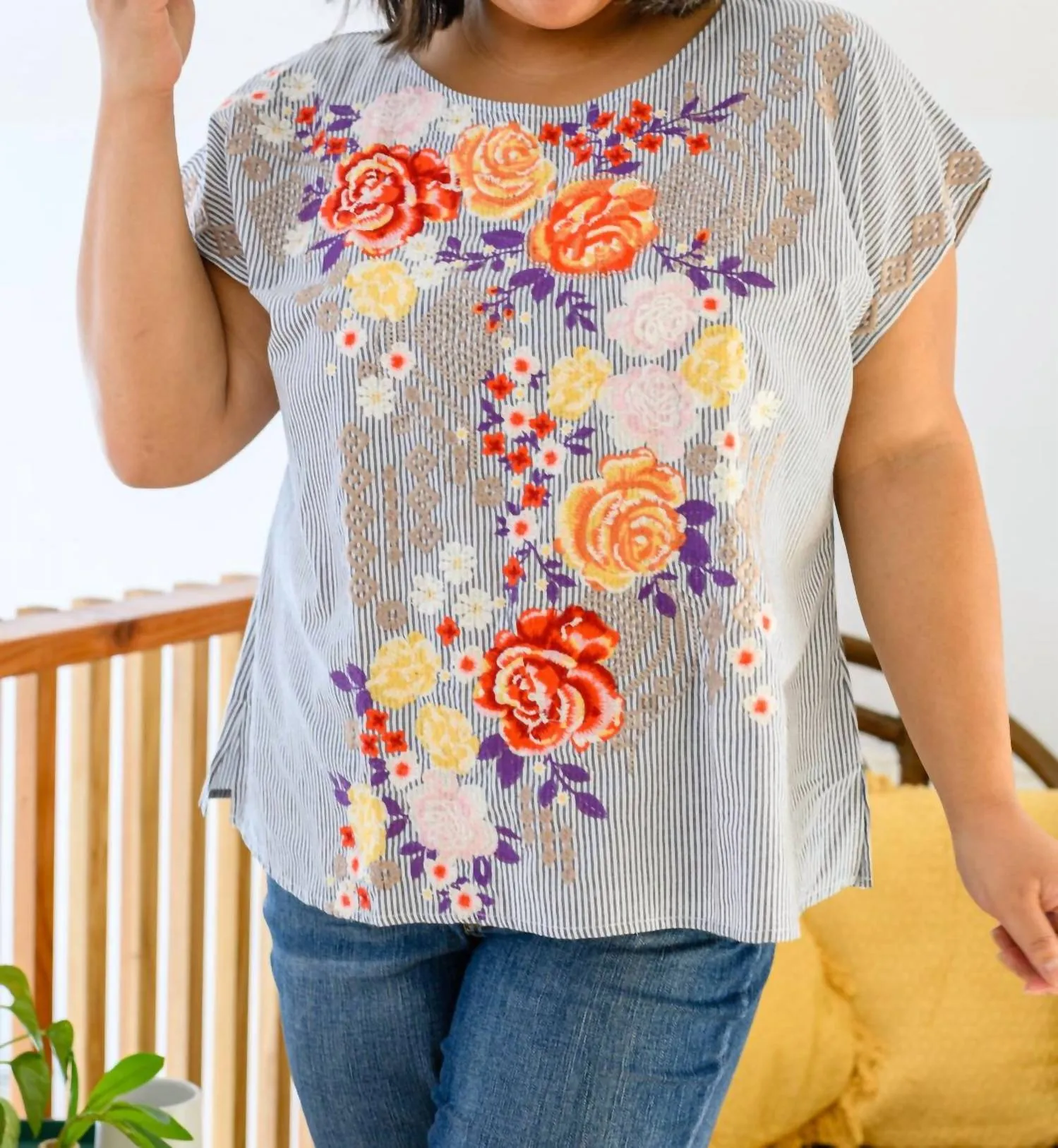 Andree By Unit - Canopy Of Crushes Striped Floral Top