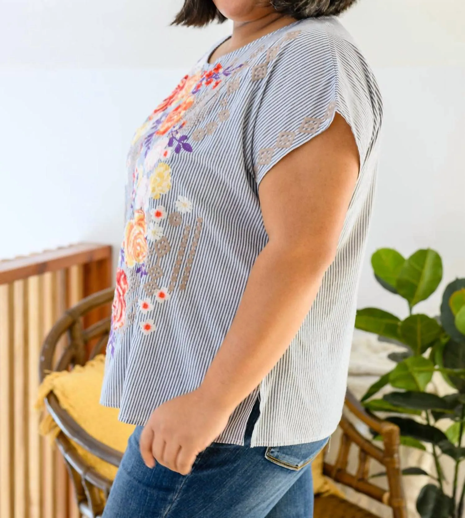 Andree By Unit - Canopy Of Crushes Striped Floral Top
