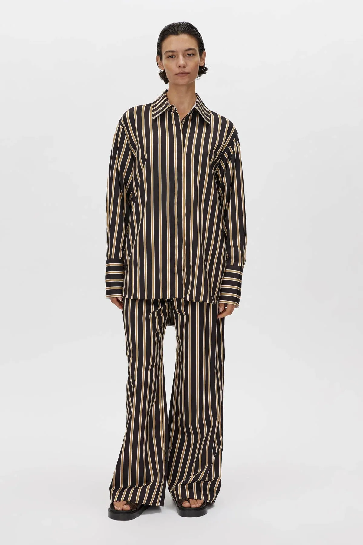 Camilla and Marc Novella Shirt in Black and Bronze Stripe
