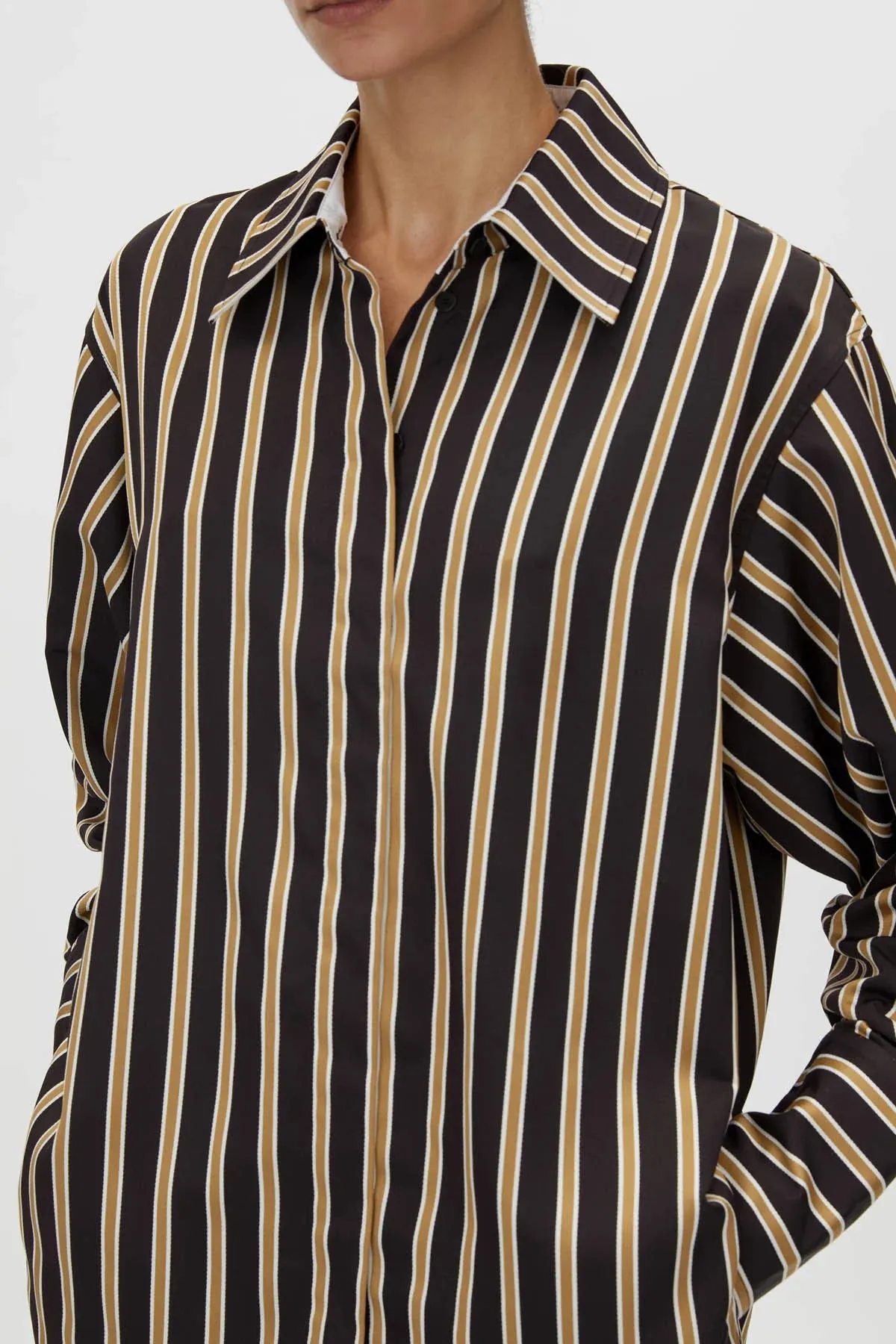 Camilla and Marc Novella Shirt in Black and Bronze Stripe