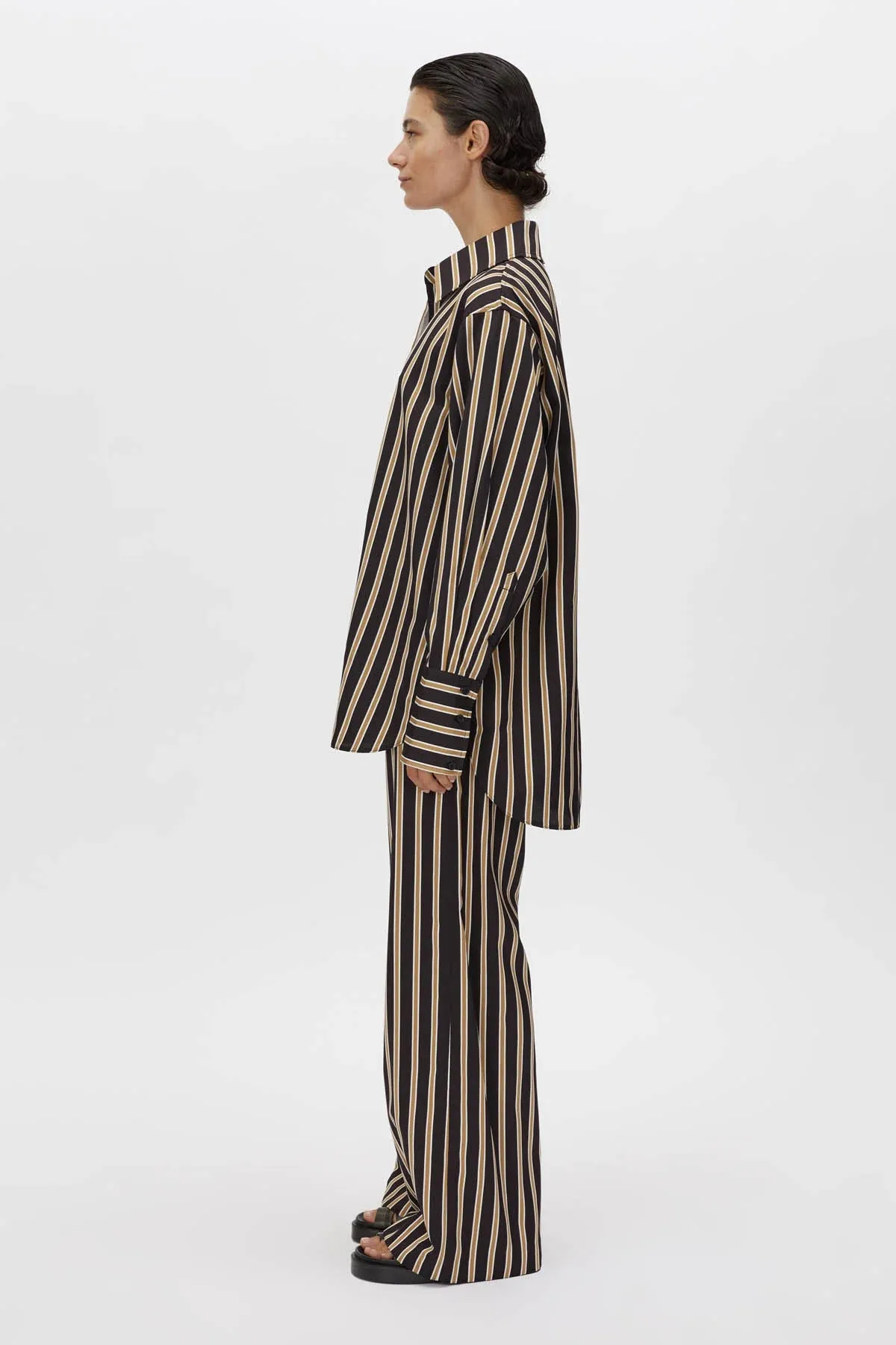 Camilla and Marc Novella Shirt in Black and Bronze Stripe