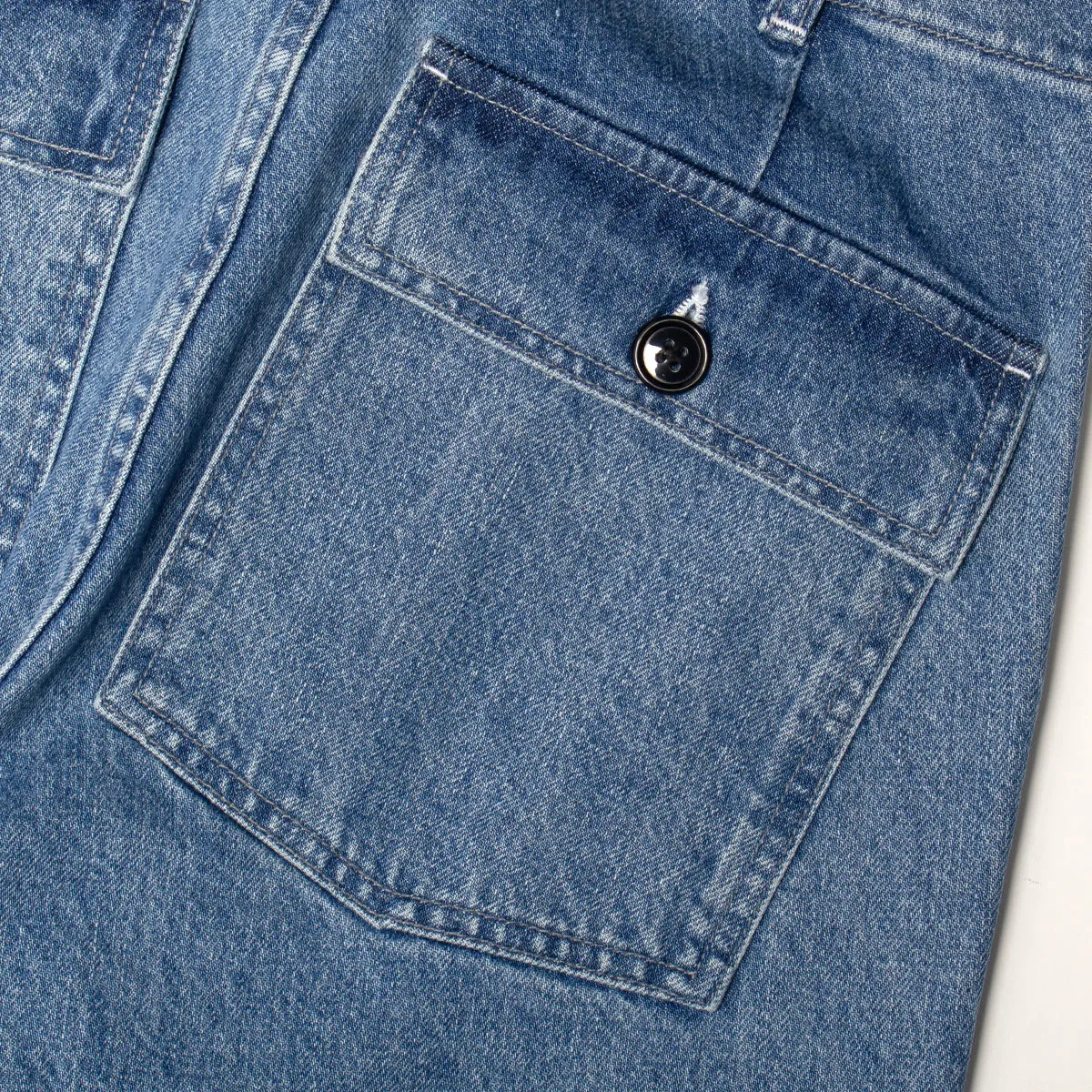 Denim Pleated Fatigue Pants