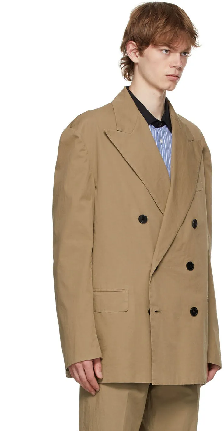 Dries Van Noten Khaki Double Breasted Blazer