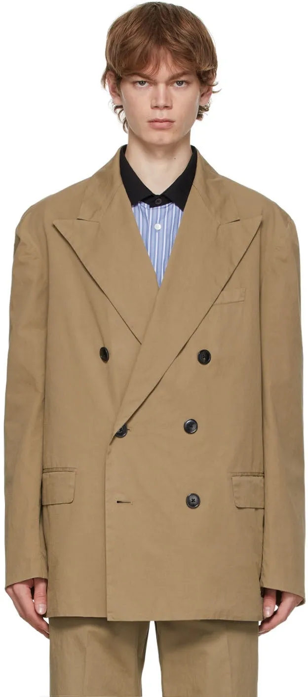 Dries Van Noten Khaki Double Breasted Blazer
