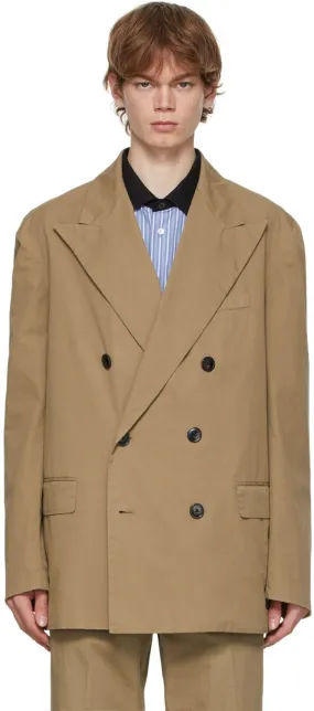 Dries Van Noten Khaki Double Breasted Blazer