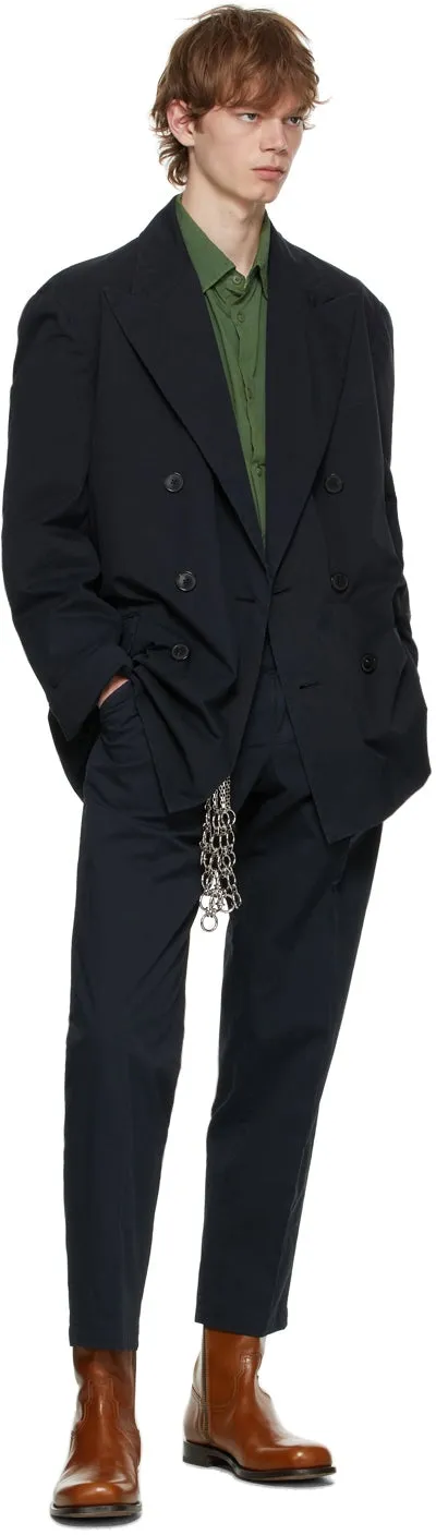 Dries Van Noten Navy Double Breasted Blazer