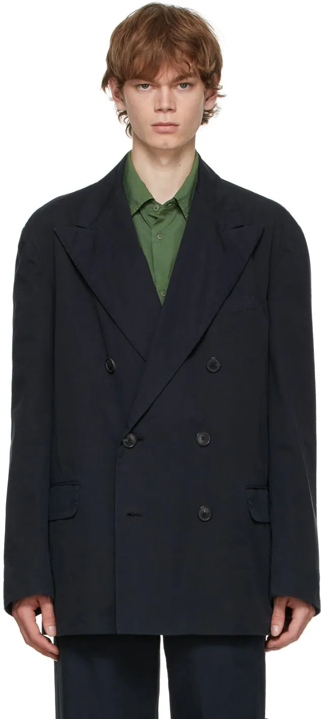 Dries Van Noten Navy Double Breasted Blazer