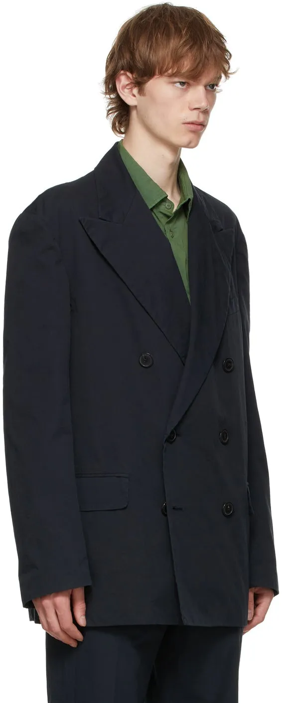 Dries Van Noten Navy Double Breasted Blazer
