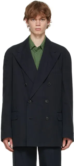 Dries Van Noten Navy Double Breasted Blazer