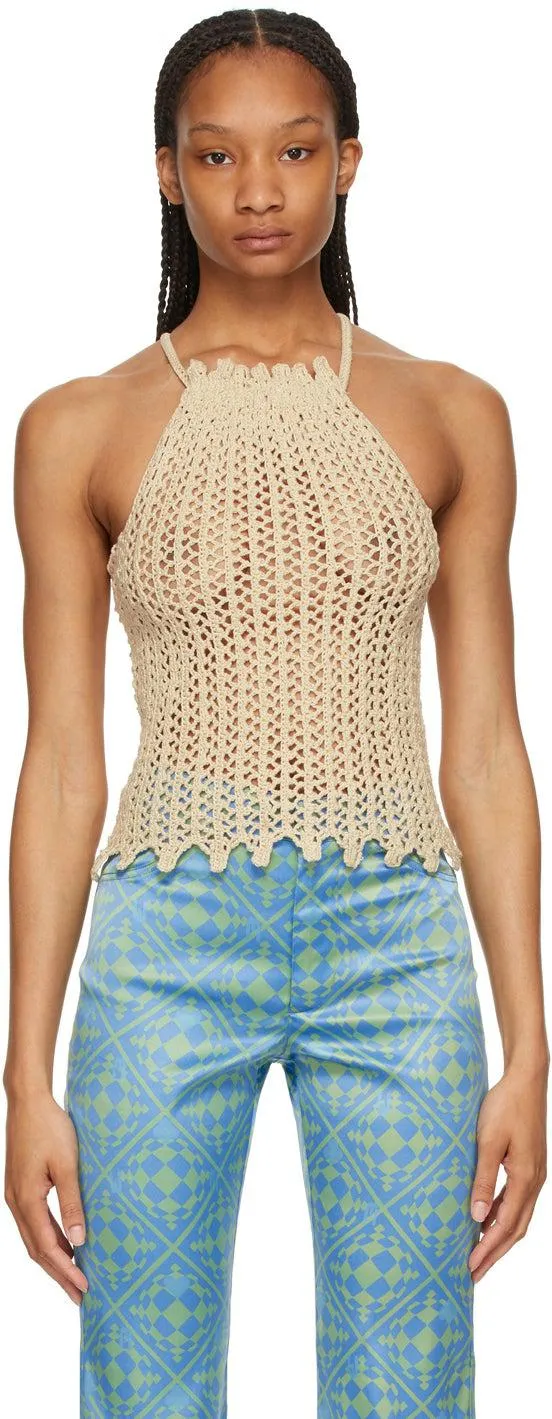 Eckhaus Latta Beige Hooked Tank Top