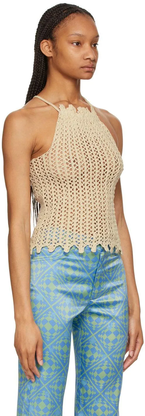 Eckhaus Latta Beige Hooked Tank Top