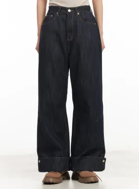 Faith Roll-Up Wide-Leg Jeans CM503