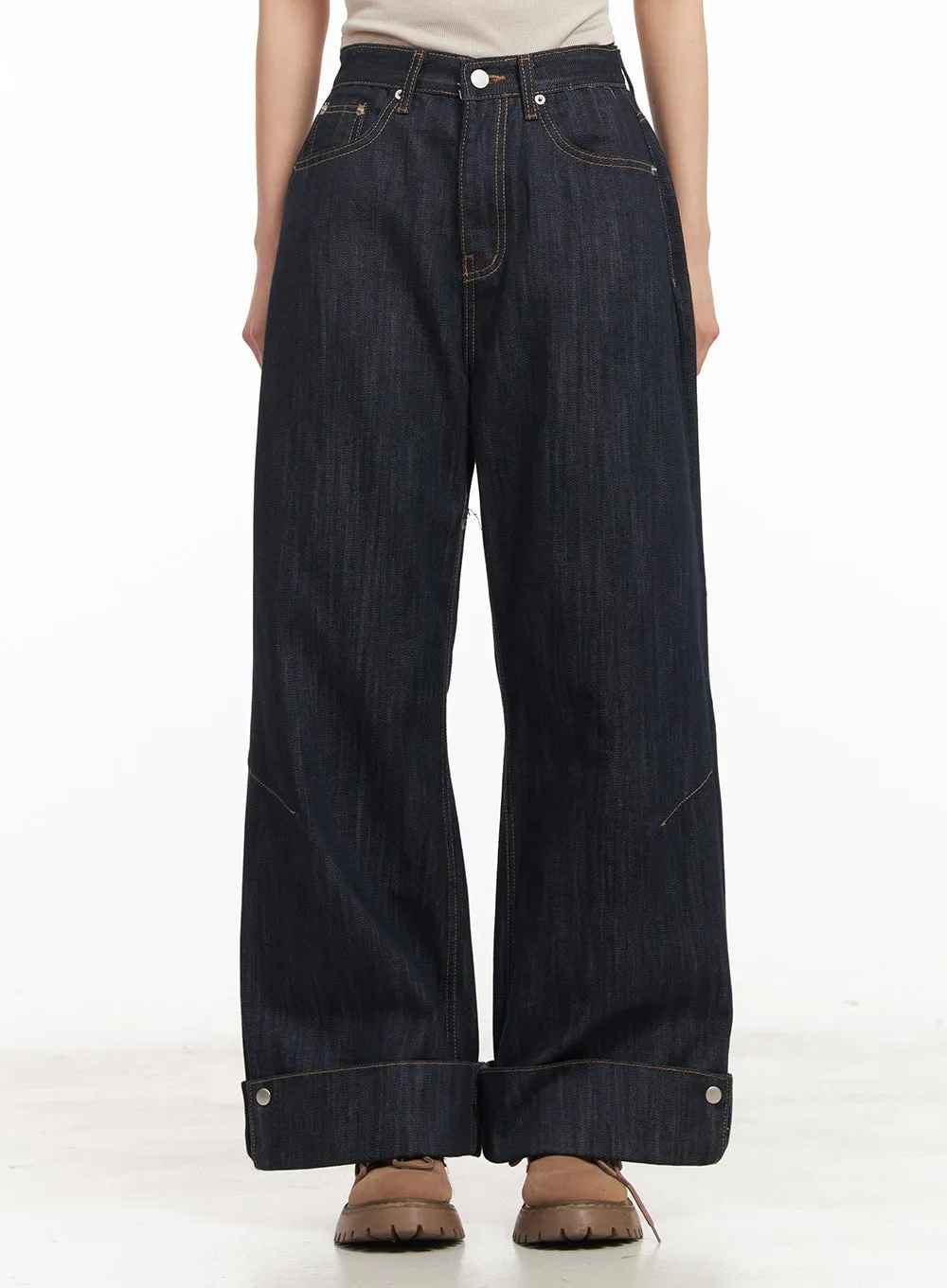 Faith Roll-Up Wide-Leg Jeans CM503