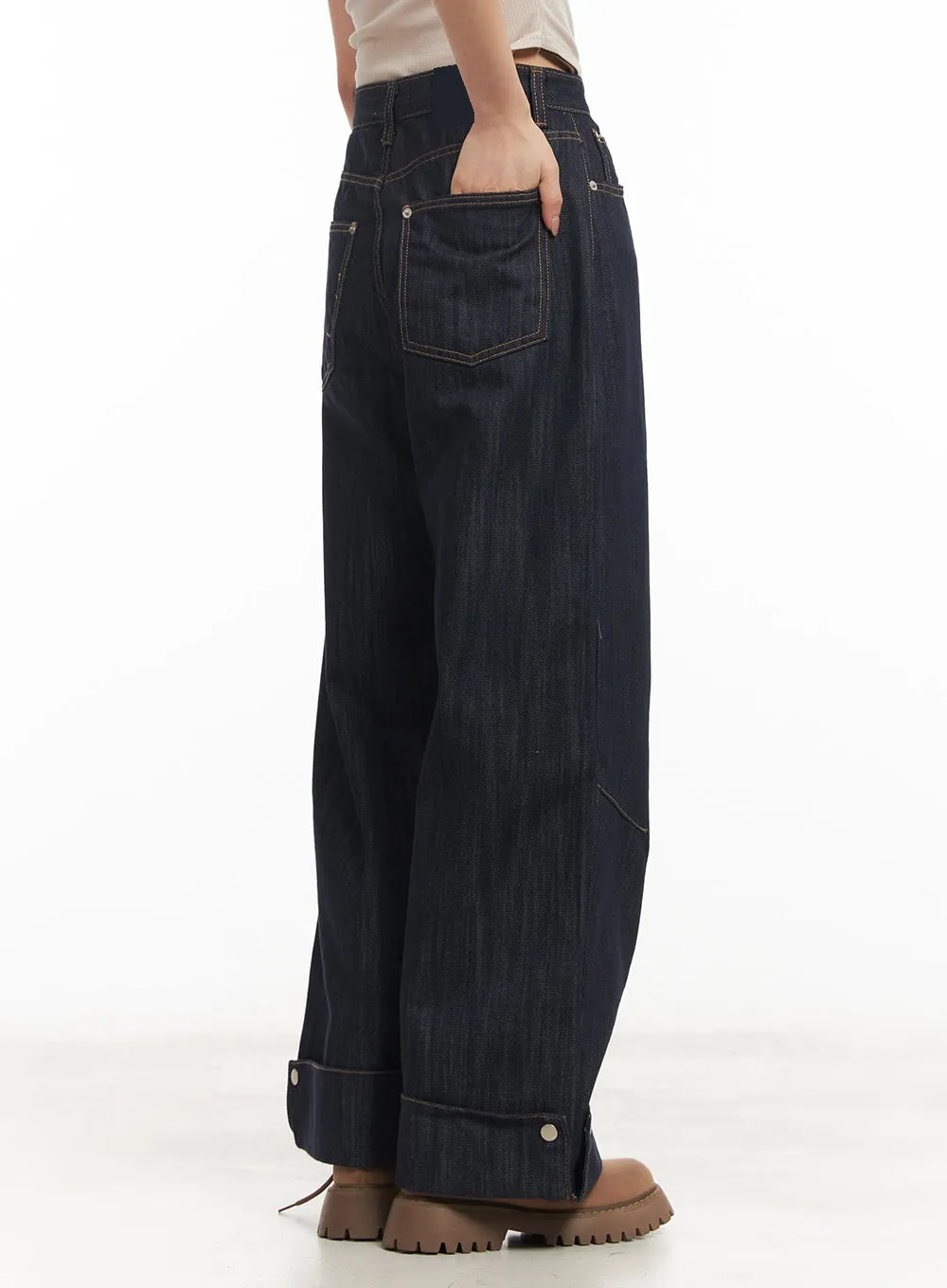 Faith Roll-Up Wide-Leg Jeans CM503