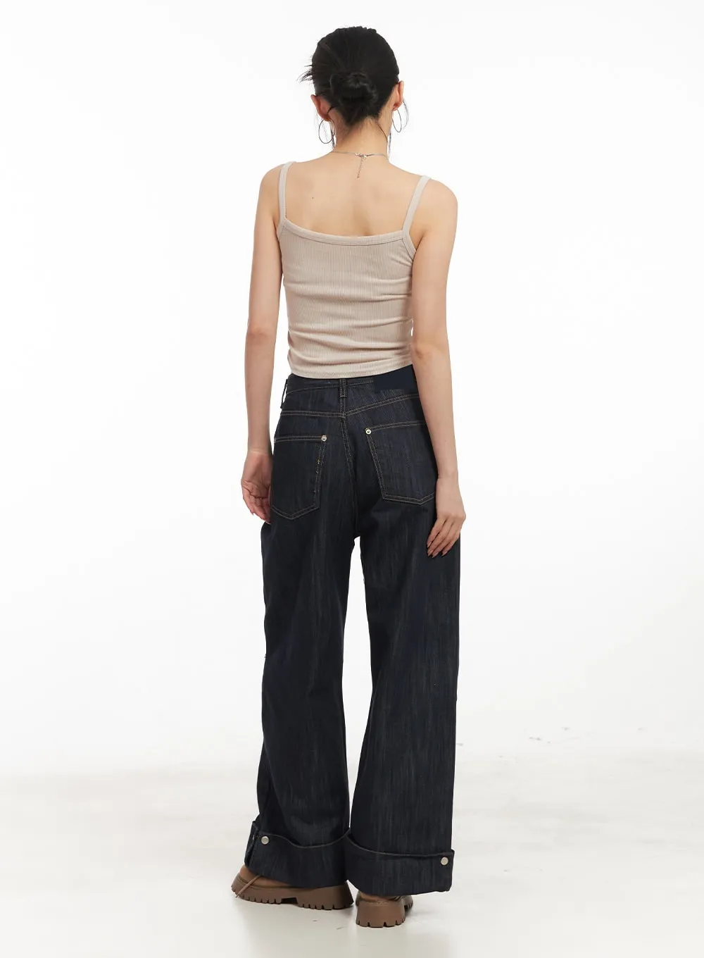 Faith Roll-Up Wide-Leg Jeans CM503