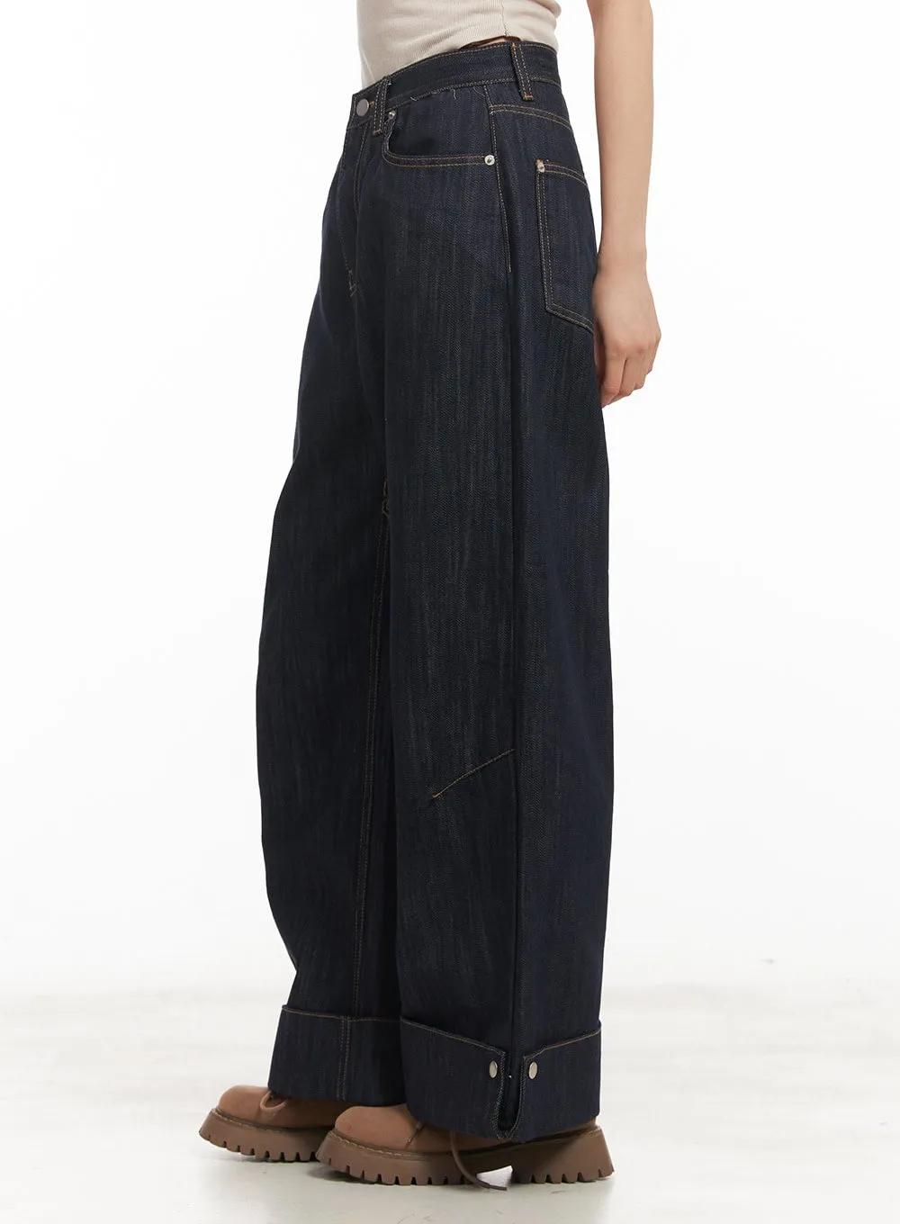 Faith Roll-Up Wide-Leg Jeans CM503