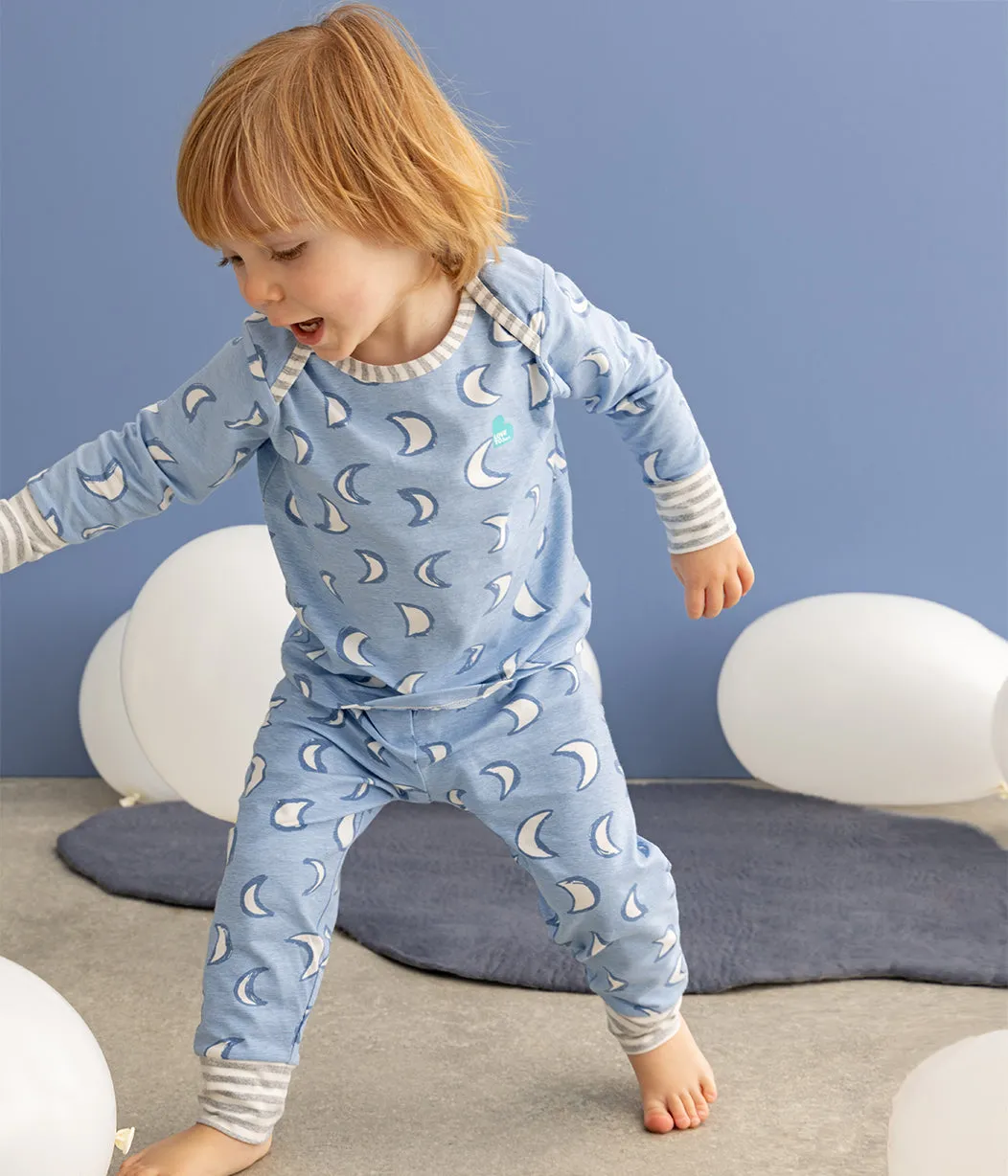 Kids Pyjama Set Long Sleeve Light Blue Eclipse Cotton