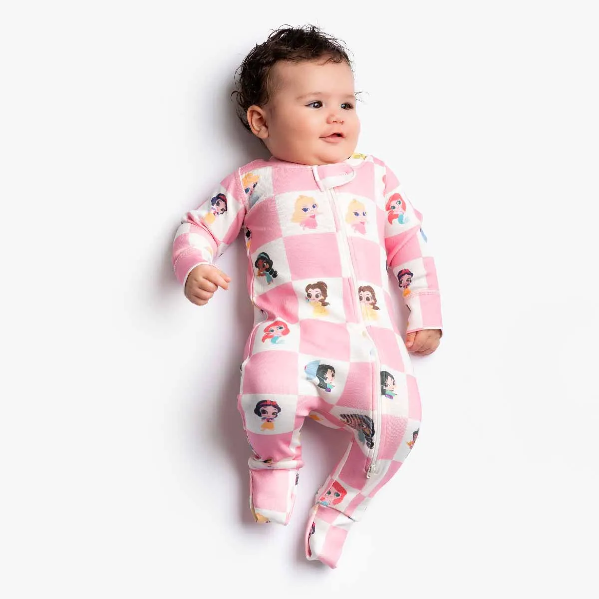 One-Piece Baby Pajamas_Disney Princess Checkerboard