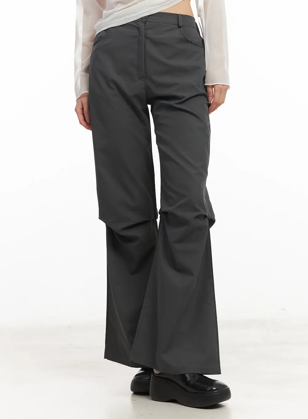 Pintuck Pleated Bootcut Skirt Pants CM503