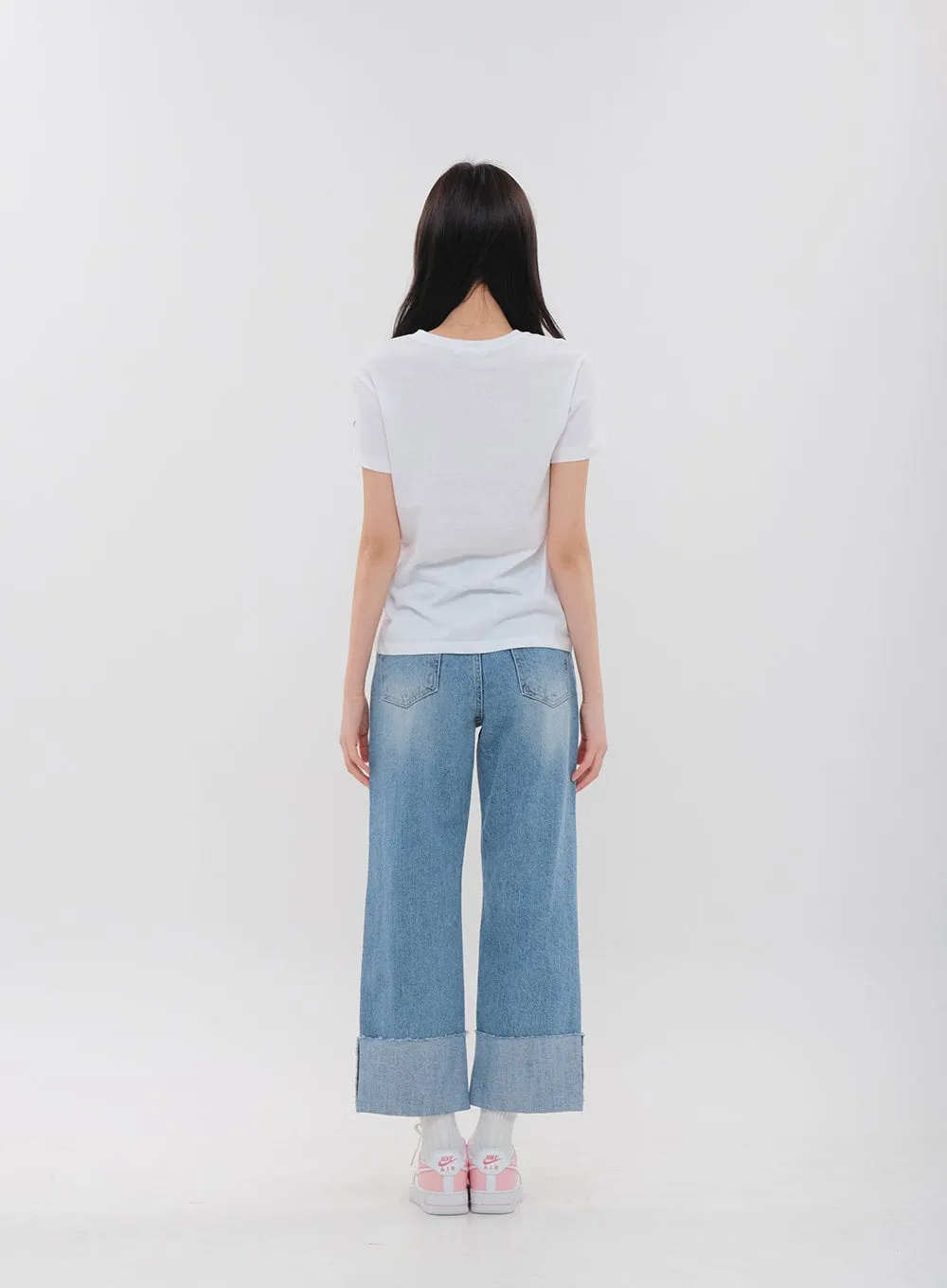 Roll Up Wide Leg Jeans BM16