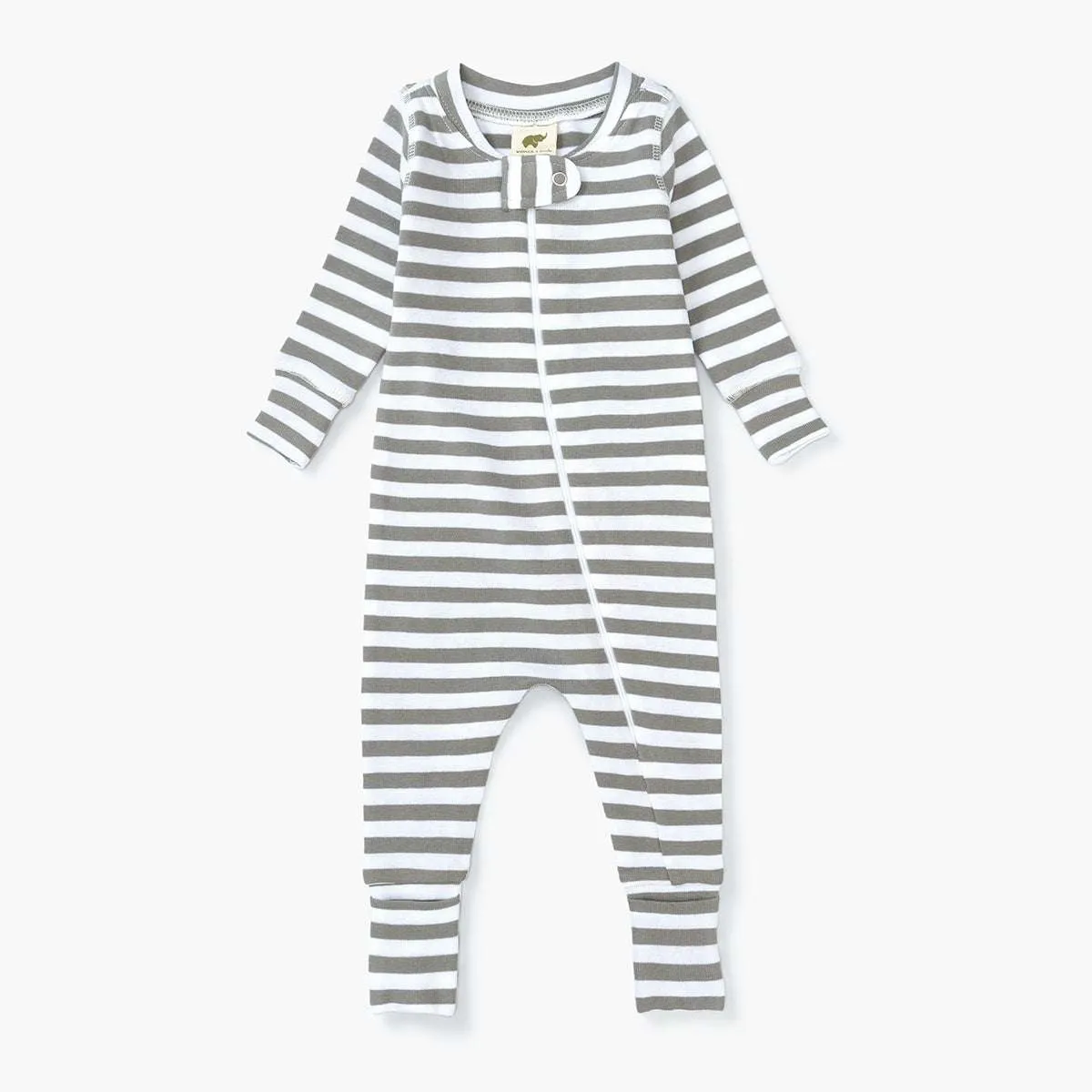 SALE - One-Piece Baby Pajamas_Grey Classic Stripe