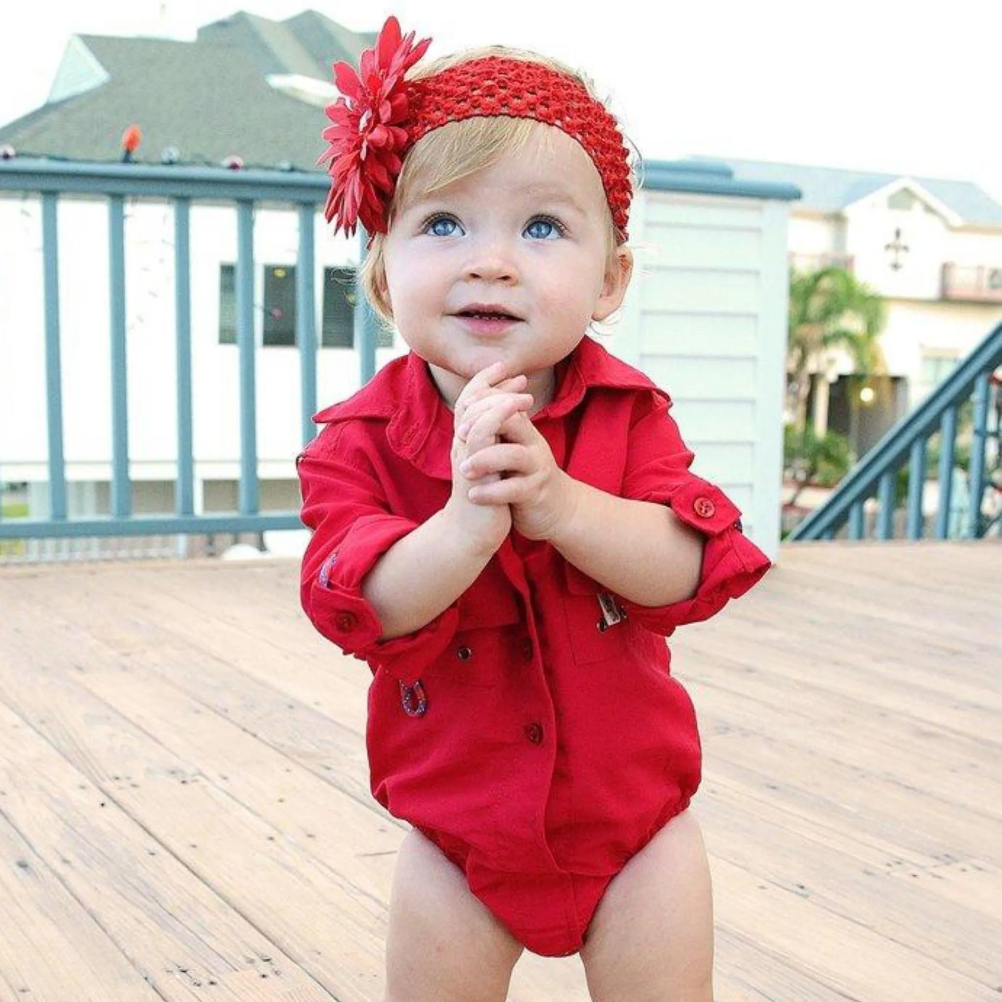 SIZE 24 MONTH RED "BULLRED" TODDLER FISHING ONE-PIECE OUTFIT