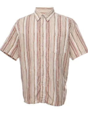 Striped Light Brown & Maroon Shirt - XL
