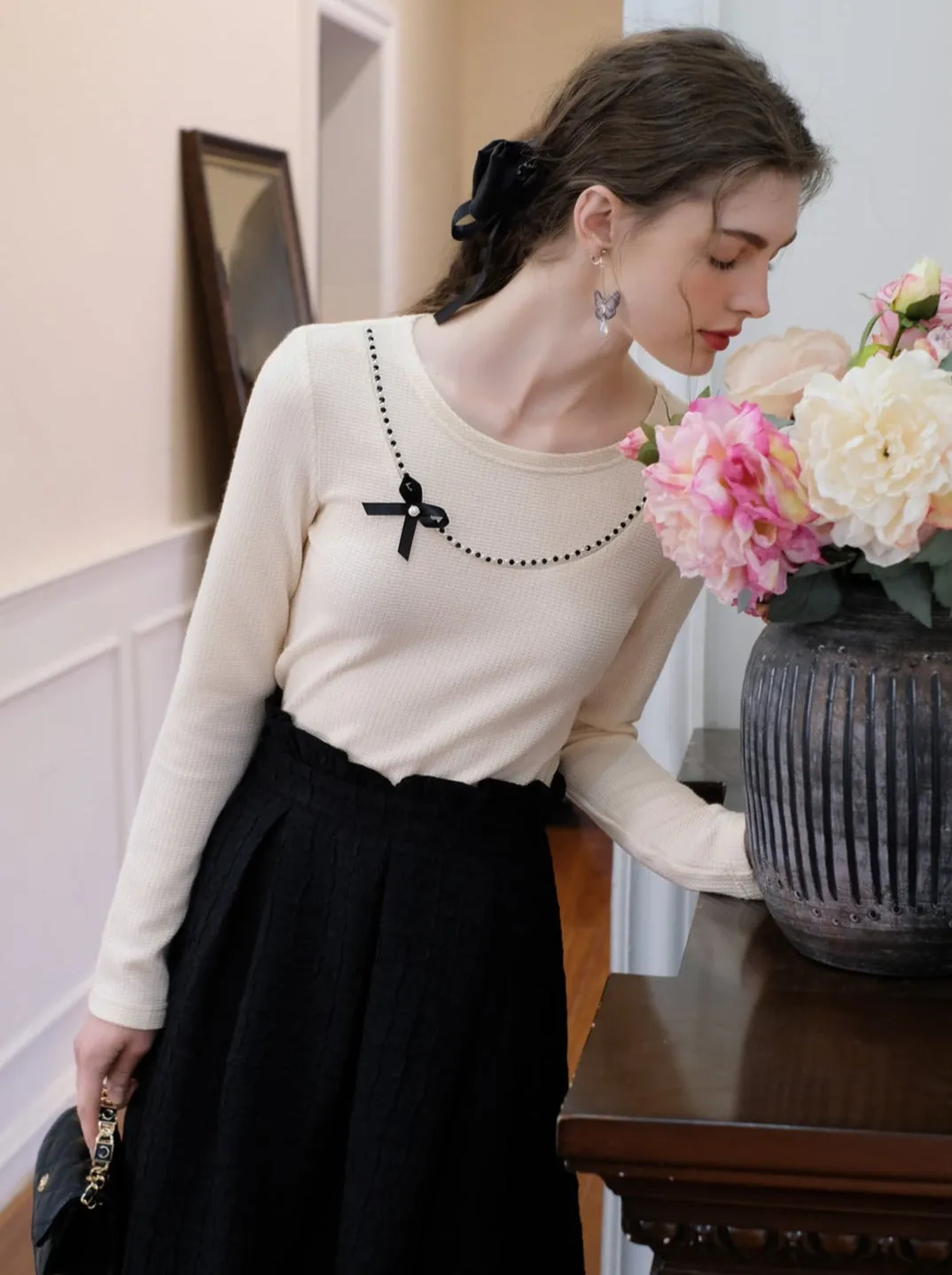 Sugar Pearl French Queen Top Ribbon Brown