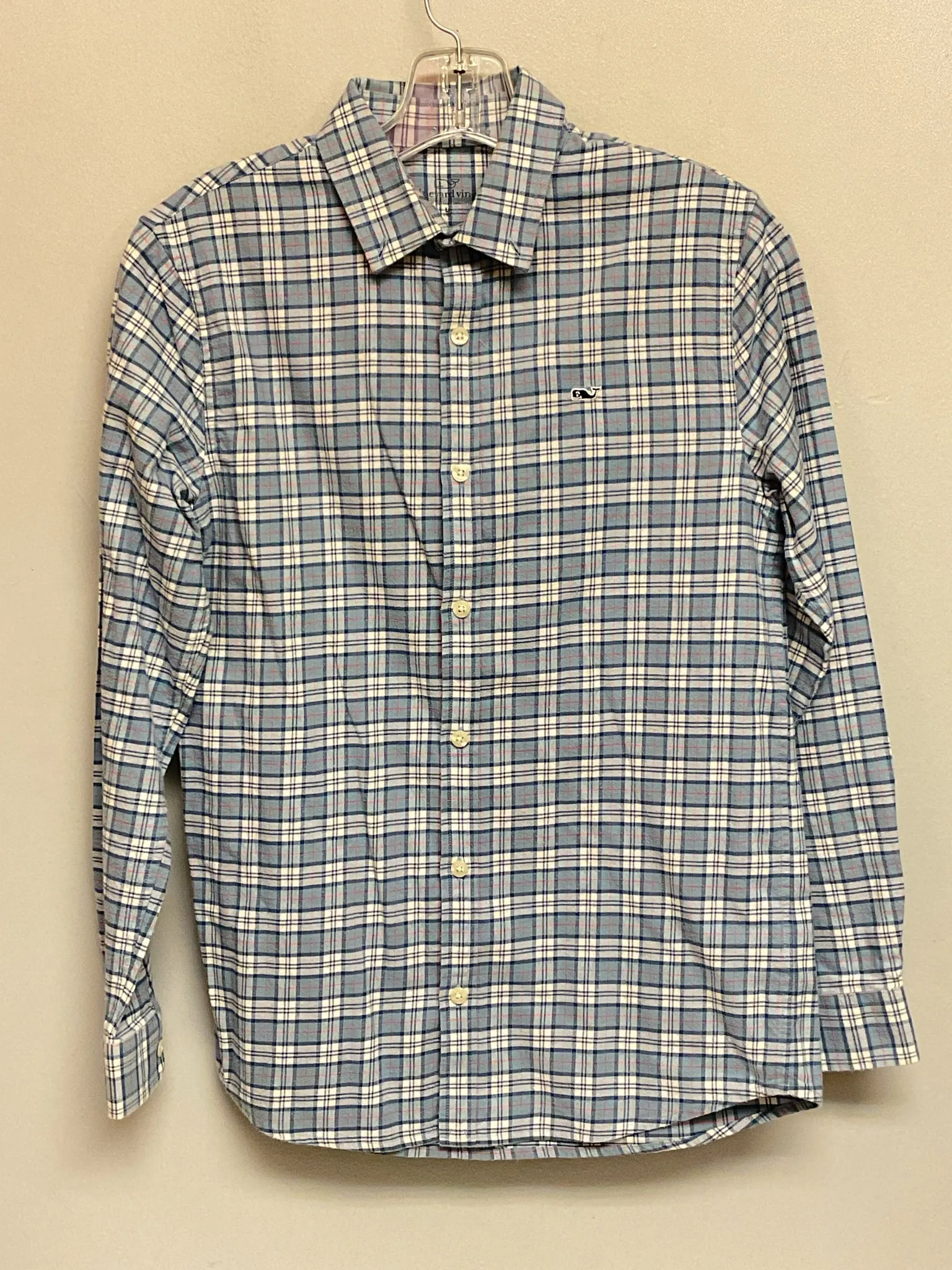 Vineyard Vines Size 16 Gray & Blue Plaid Flannel Big Boys Sweaters & Vests