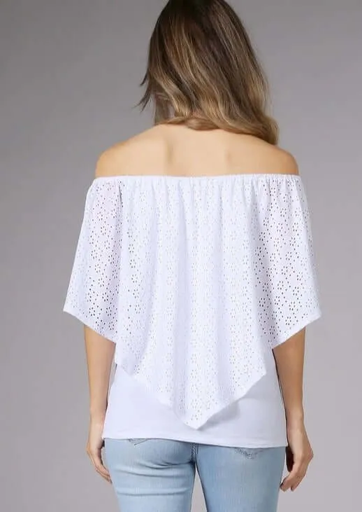 White Eyelet Lace Convertible Top Made in USA - Clearance Final Sale